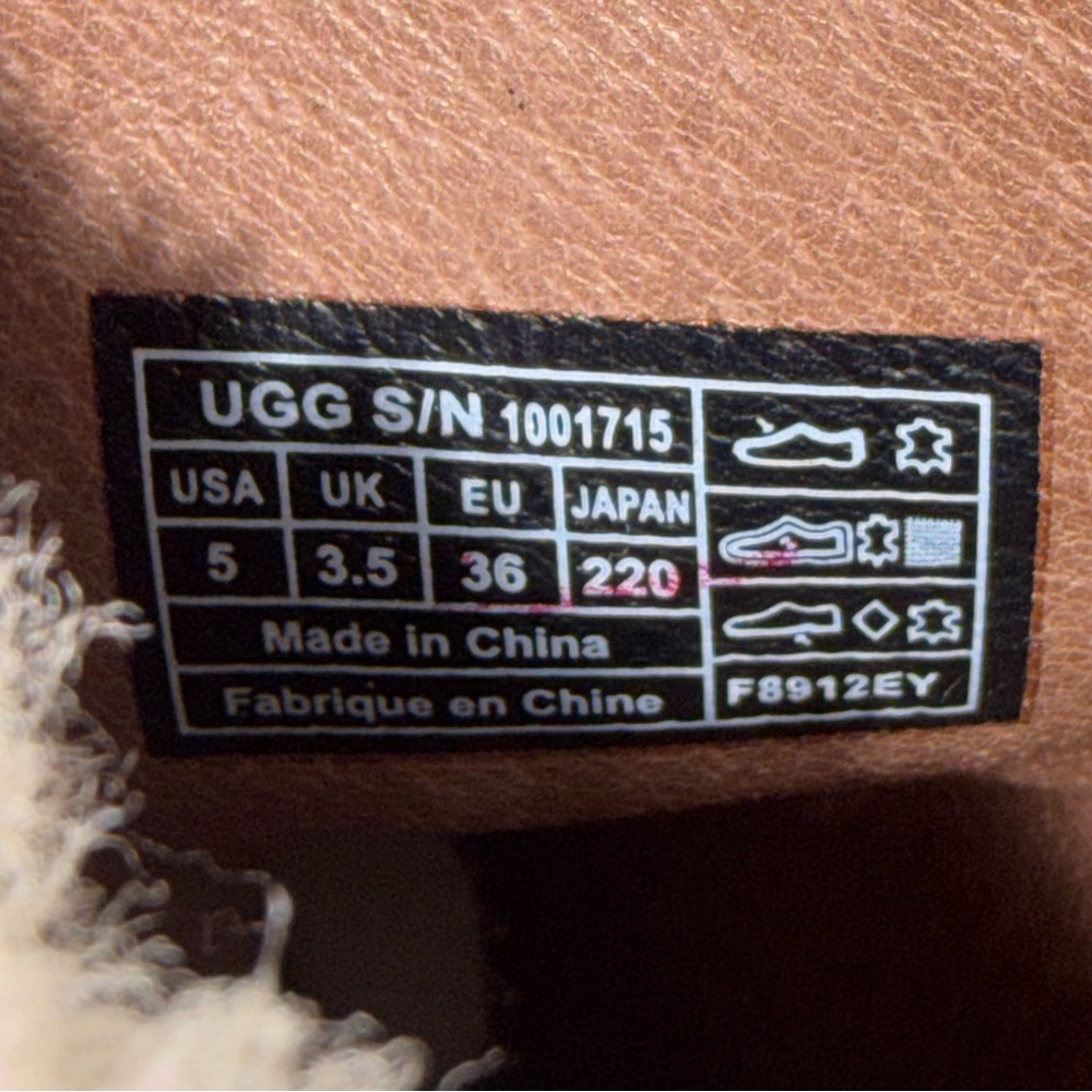 Ugg Georgette Nubuck Leather Sheepskin Shearling Ankle Boots Heels Shoes size 5 - Picture 9 of 10